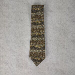 Stafford Men's Gold, Yellow, Brown, Blue, Gray, Patterned 100% Silk Necktie